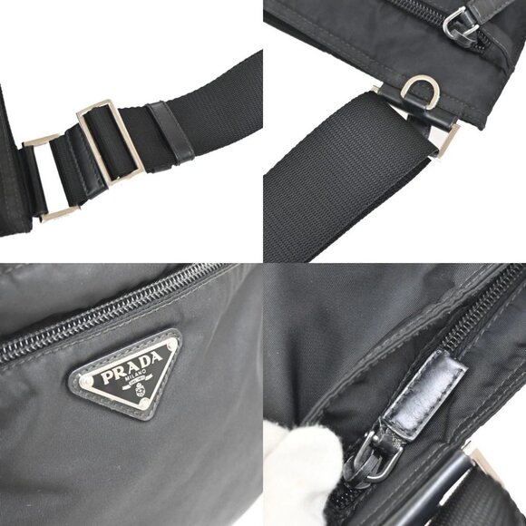 PRADA Logo Tessuto Crossbody Shoulder Bag Nylon Leather Black SHW Italy 31KB226 - Picture 3 of 13